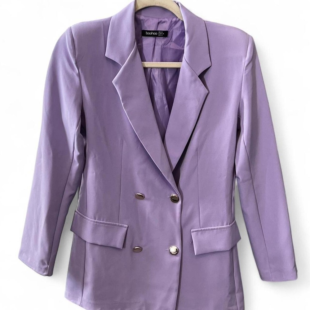 Boohoo Lilac Purple Blazer with Shoulder Pads Women's Size 4 Officecore Academia